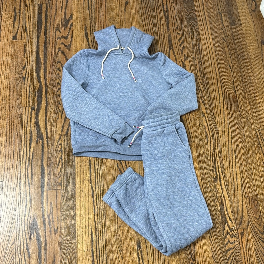 Marine Layer Blue Quilted Hoodie and Jogger Set